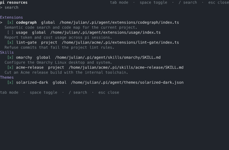 resource list TUI